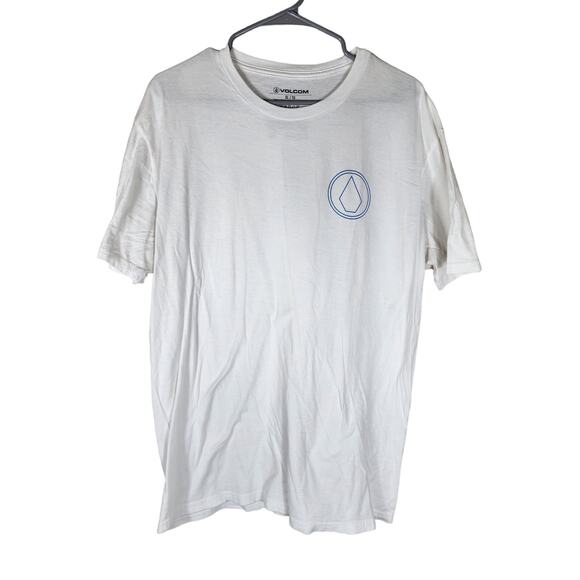 VOLCOM Men's White Blue Logo 100% Cotton Skater Beach Short Sleeve T-Shirt SZ XL - Picture 1 of 7